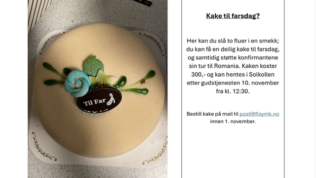 Farsdagskake fra konfirmantene